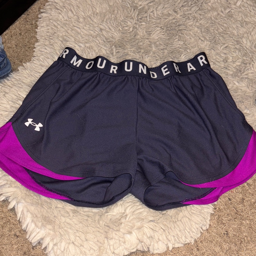Under Armour Women's Charcoal and Magenta Athletic Shorts